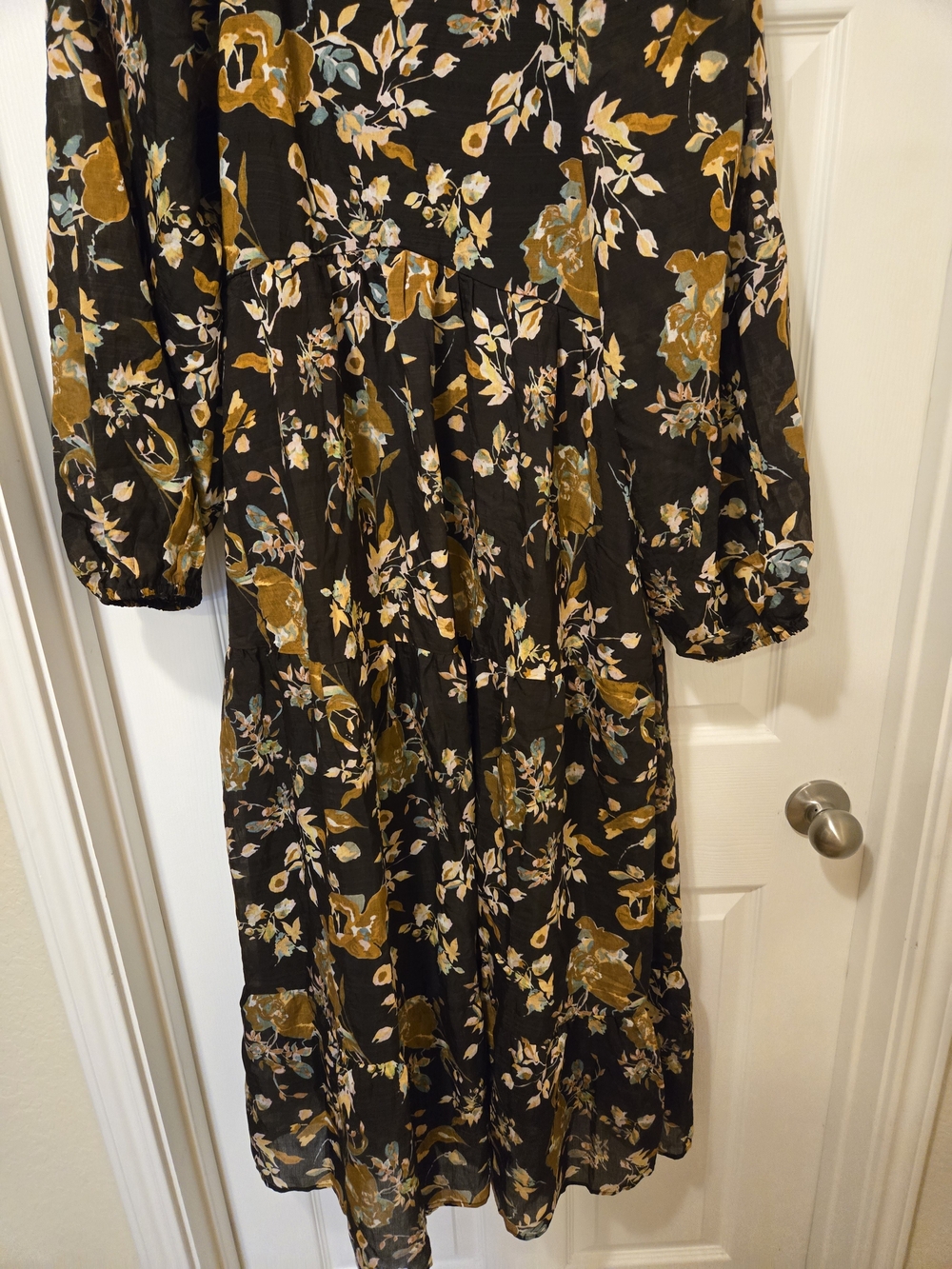Polagram Brown Maxi Dress with Mustard Floral Print - Picture 4 of 16